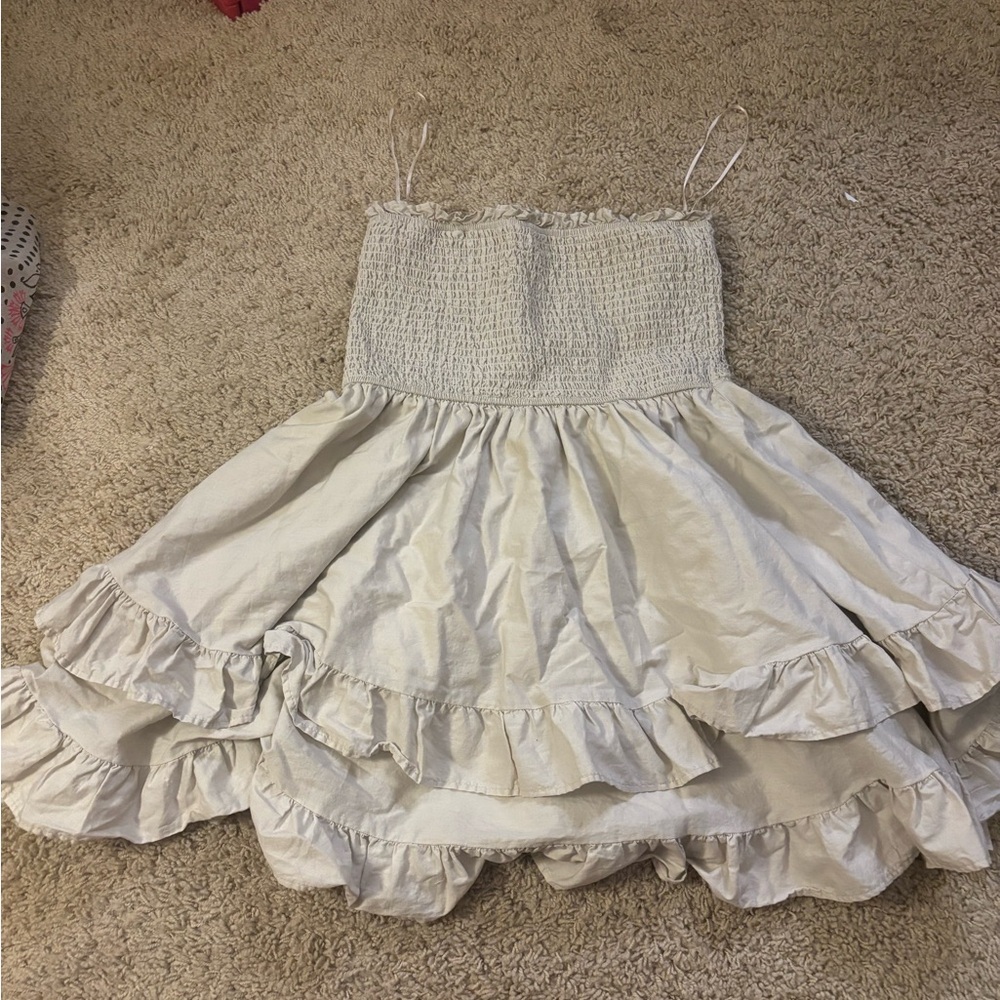 Ardene Light tan strapless Ruffled mini dress